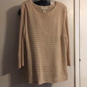 Easy Spirit Beige Open Knit Sweater